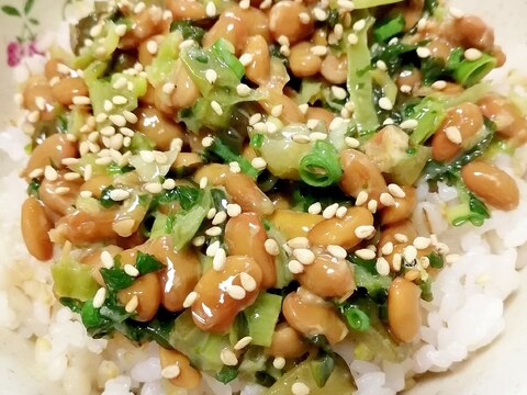 納豆の食べ方-高菜＆野沢菜♪